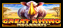 Go on the safari in Great Rhino Megaways, the 200704 ways to win videoslot. The WILD rhinos bring huge wins from the extra reel and the infinite tumbling feature. Choose your volatility for the free spins round with increasing multiplier at every tumble.